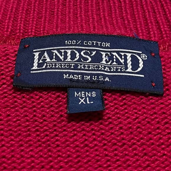 Vintage Lands End Woven Wrap Around Red Sweater XL - Picture 3 of 6